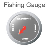 Fishing Gauge indicating Fishing is Between Slow and Good